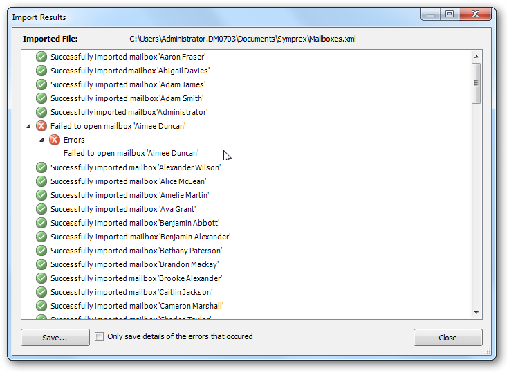 Import Results Dialog