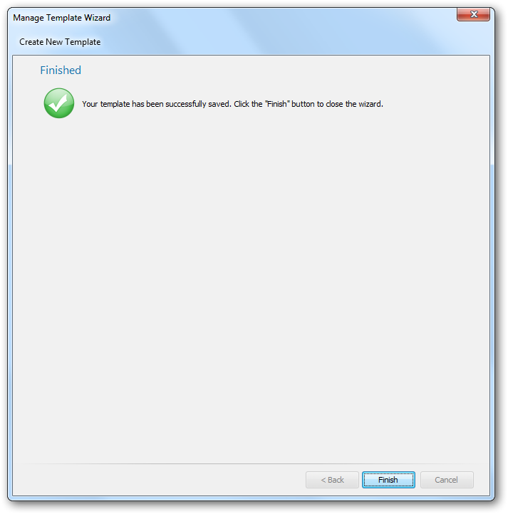 Manage Template Wizard - Finished Page