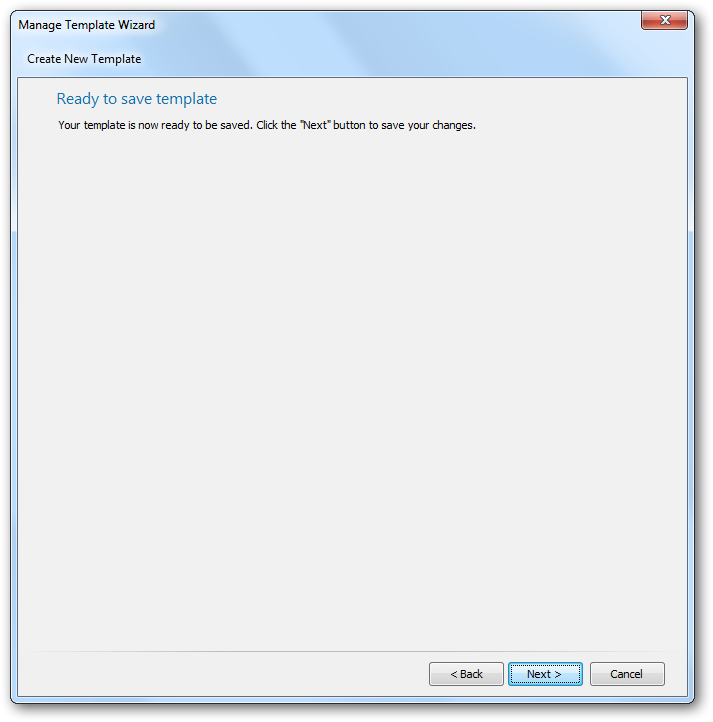 Manage Template Wizard - Ready To Save Page