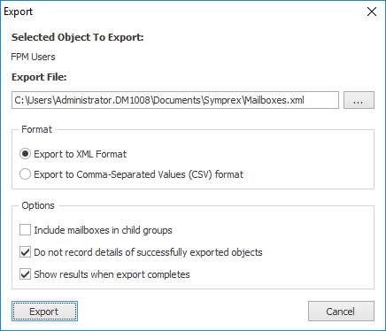 Export Dialog