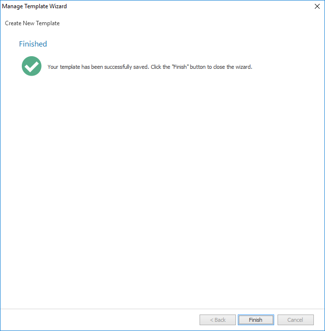 Manage Template Wizard - Finished Page