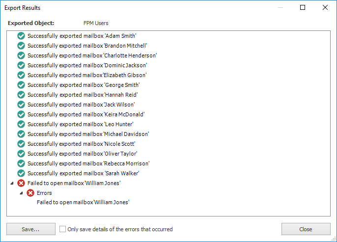 Export Results Dialog