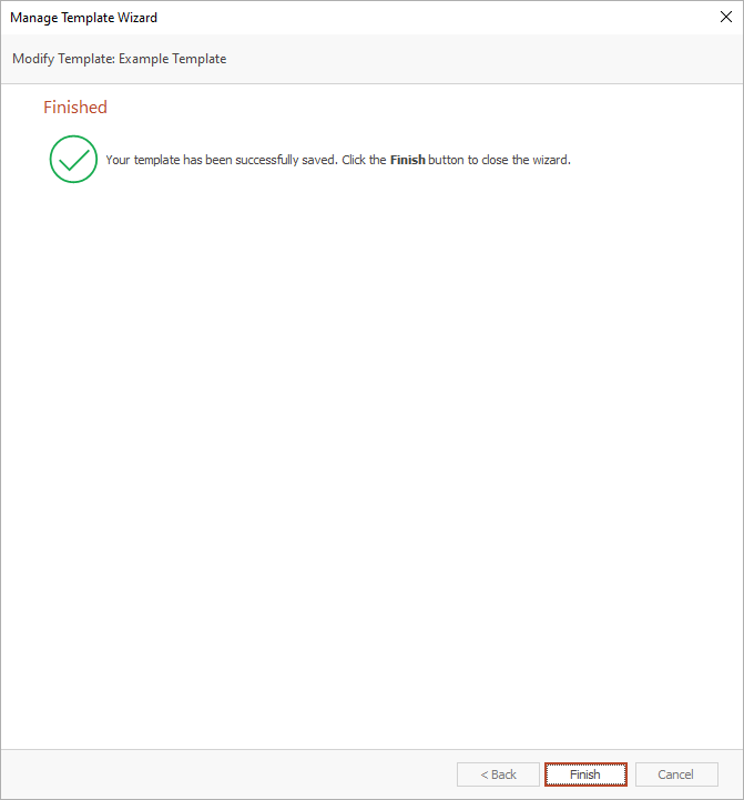 Manage Template Wizard - Finished Page