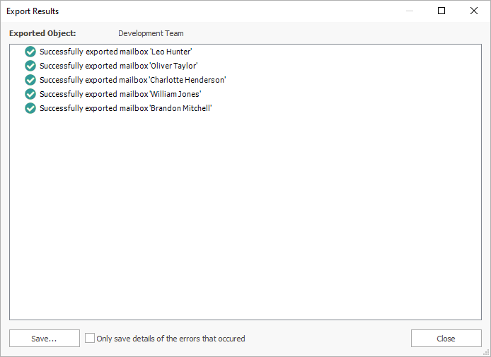 Export Results Dialog