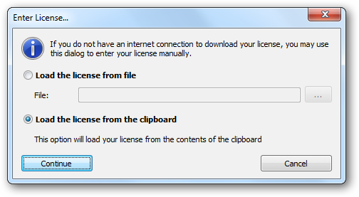 Manual License Dialog