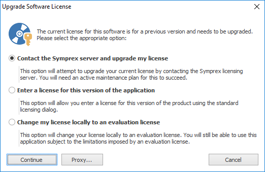 Upgrade License Dialog