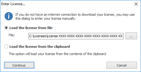 Manual License Dialog