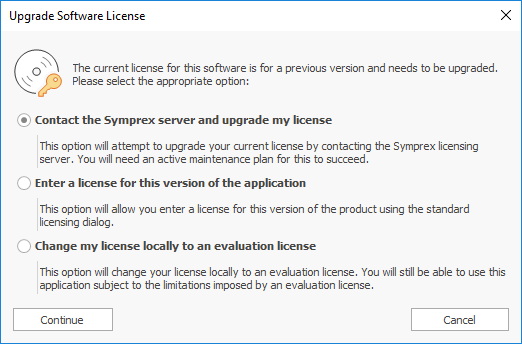 Upgrade License Dialog