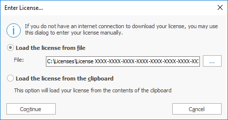 Manual License Dialog